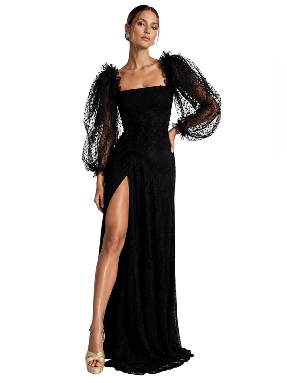 Vintage James Galanos | Swiss Dot Evening Dress